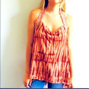 NWT Free People peach/brown halter top.